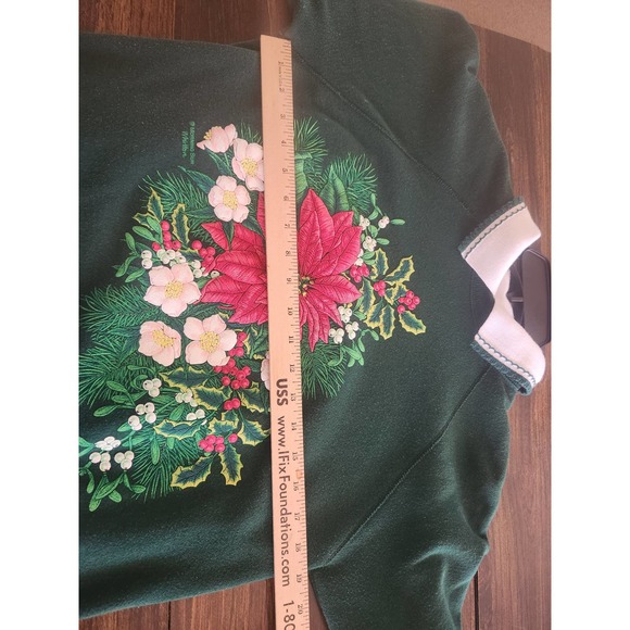 Morning Star Hanes Poinsettia Vintagae Sweatshirt white collar Medium - Picture 4 of 10